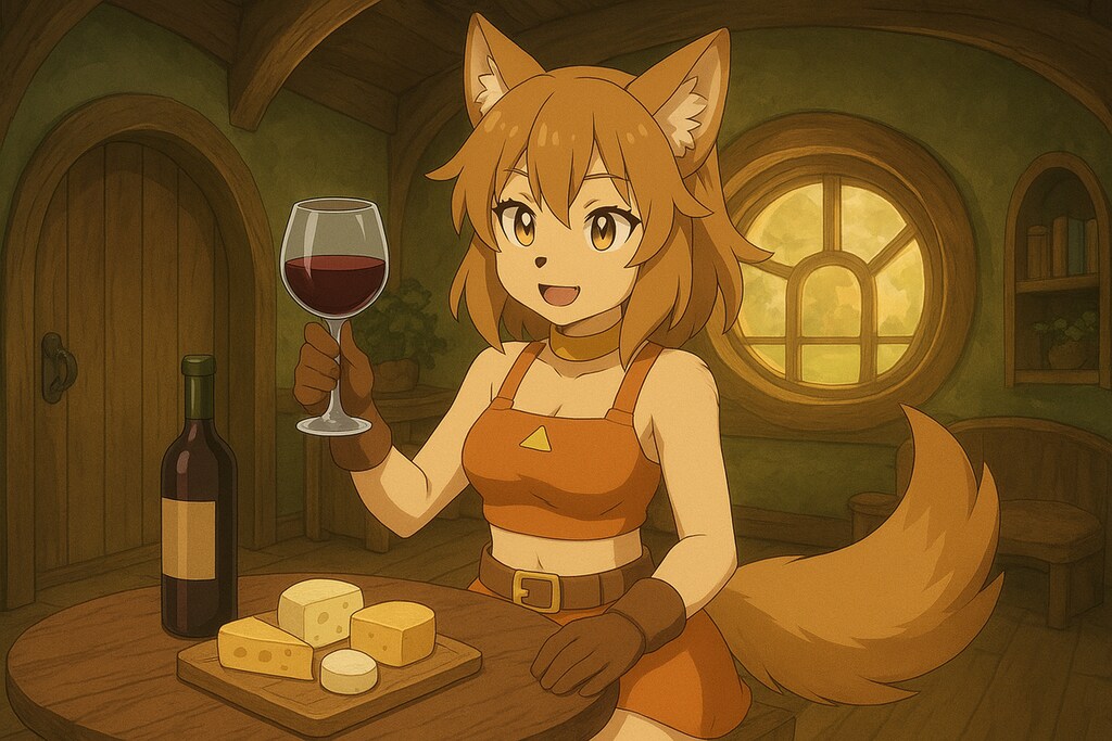 肴のチーズブロックは手づかみで行く気のケモノ女子