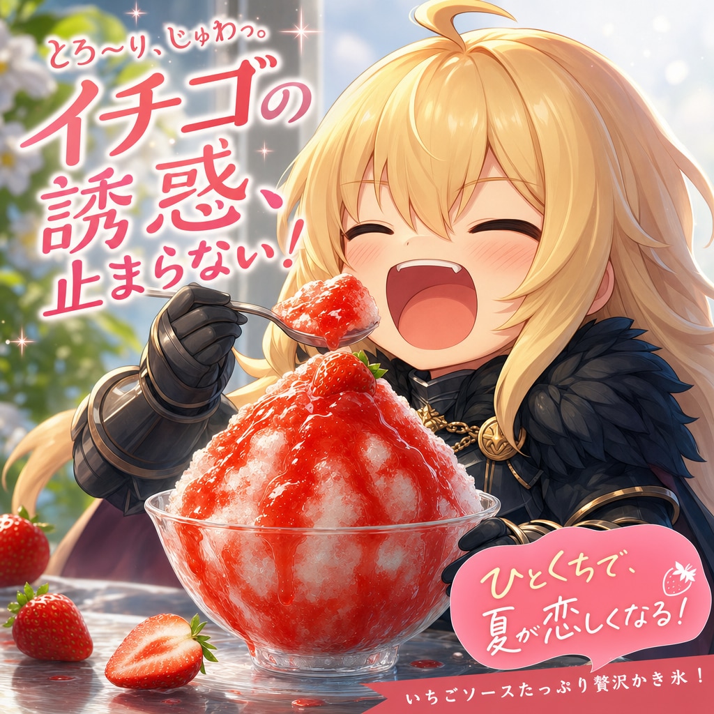イチゴかき氷とエリザベス