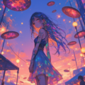 薄暮の祭りに舞う虹色の少女 4枚目