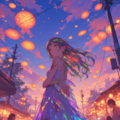 薄暮の祭りに舞う虹色の少女 3枚目