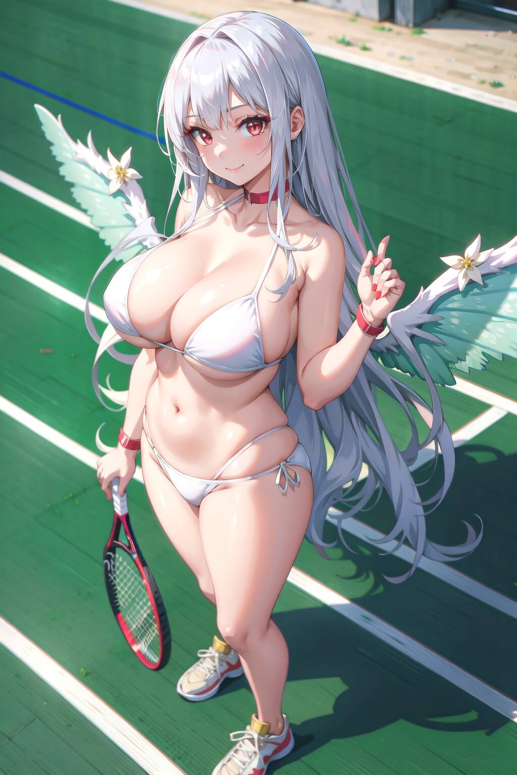 テニスでビキニ