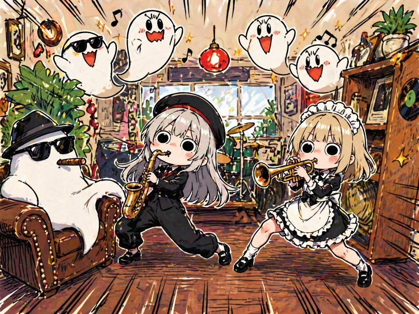 🎷(◉□◉ )🎺(◉□◉ ) ﾃｰｰﾃｰﾚﾚｯﾃｰﾃｰｰ!! | の人気AIイラスト・グラビア
