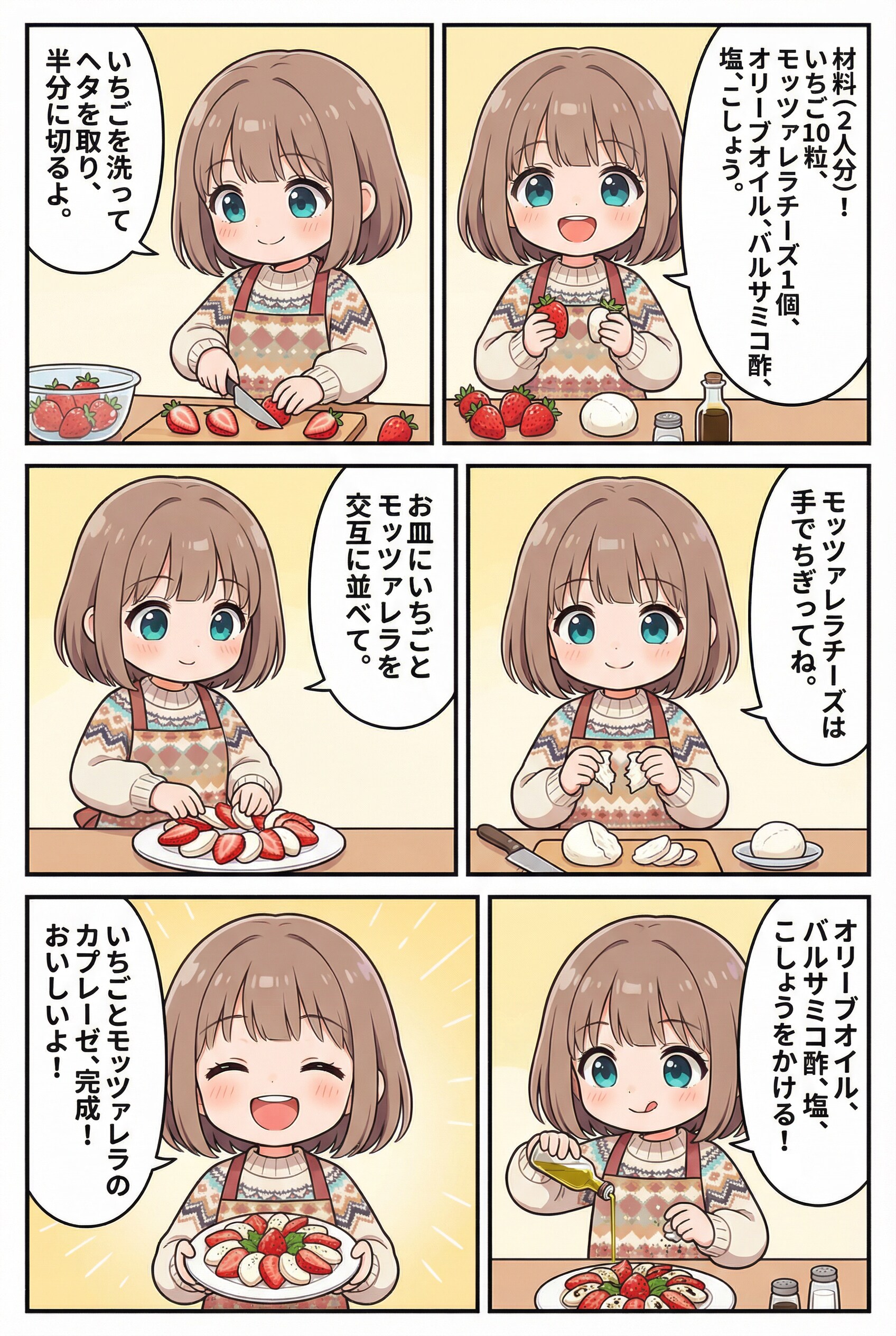 いちごとモッツァレラのカプレーゼ | の人気AIイラスト・グラビア