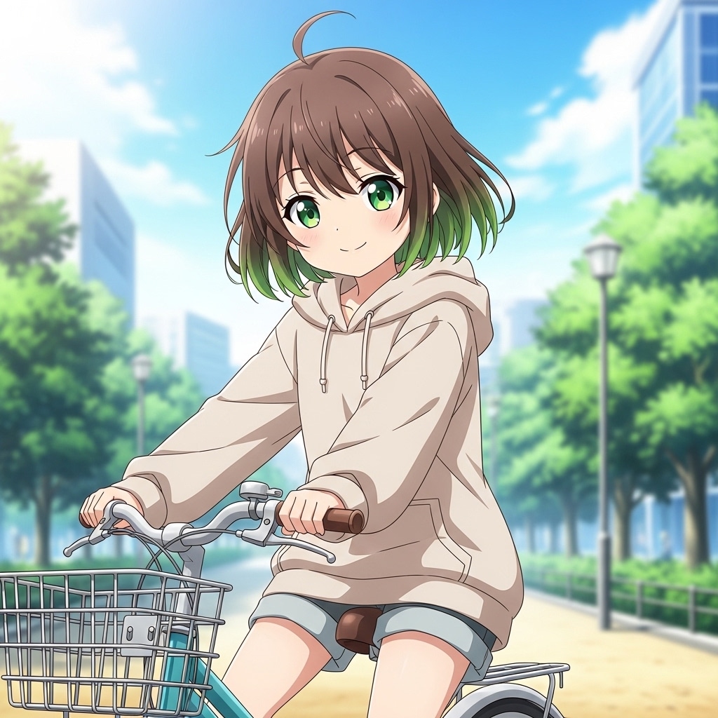 自転車に乗る 琴音ちゃん