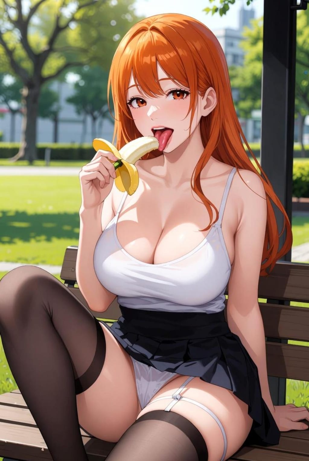 バナナを食べるお姉さん