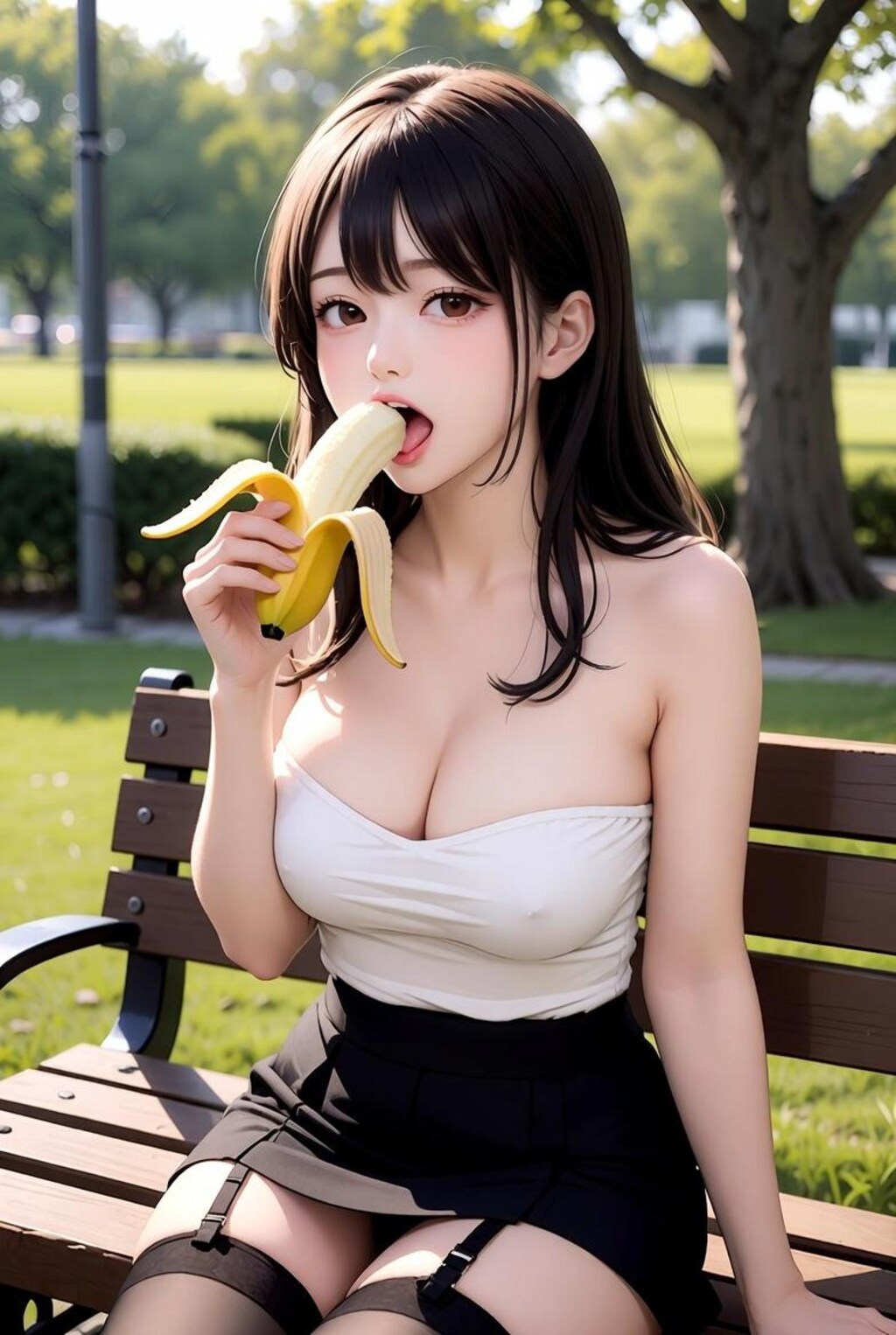 バナナを食べるお姉さん