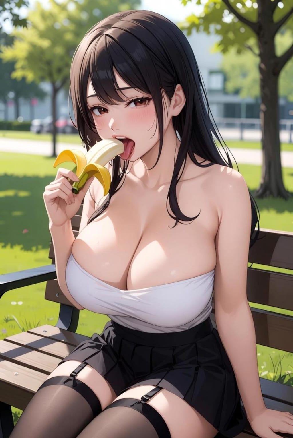 バナナを食べるお姉さん