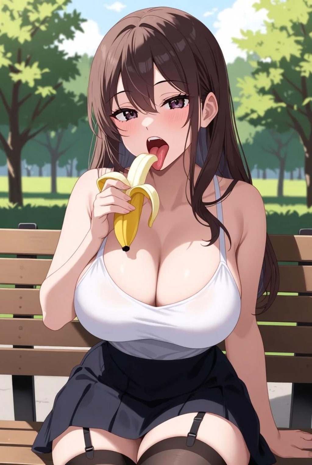 バナナを食べるお姉さん