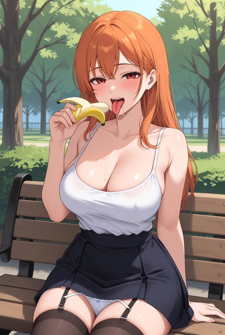 バナナを食べるお姉さん