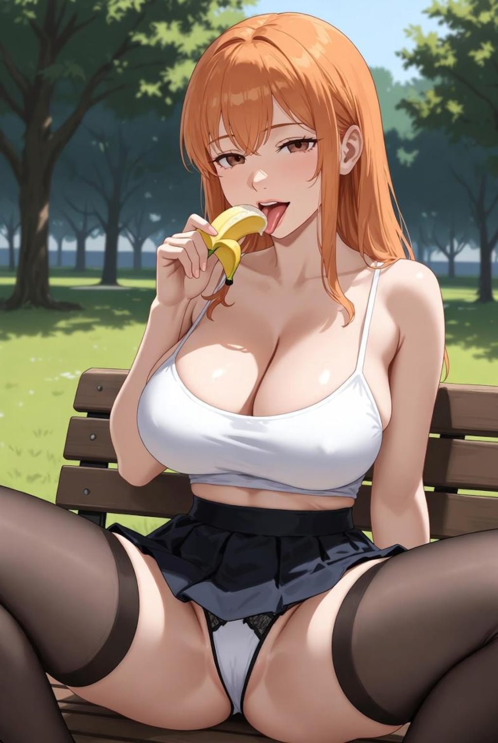 バナナを食べるお姉さん