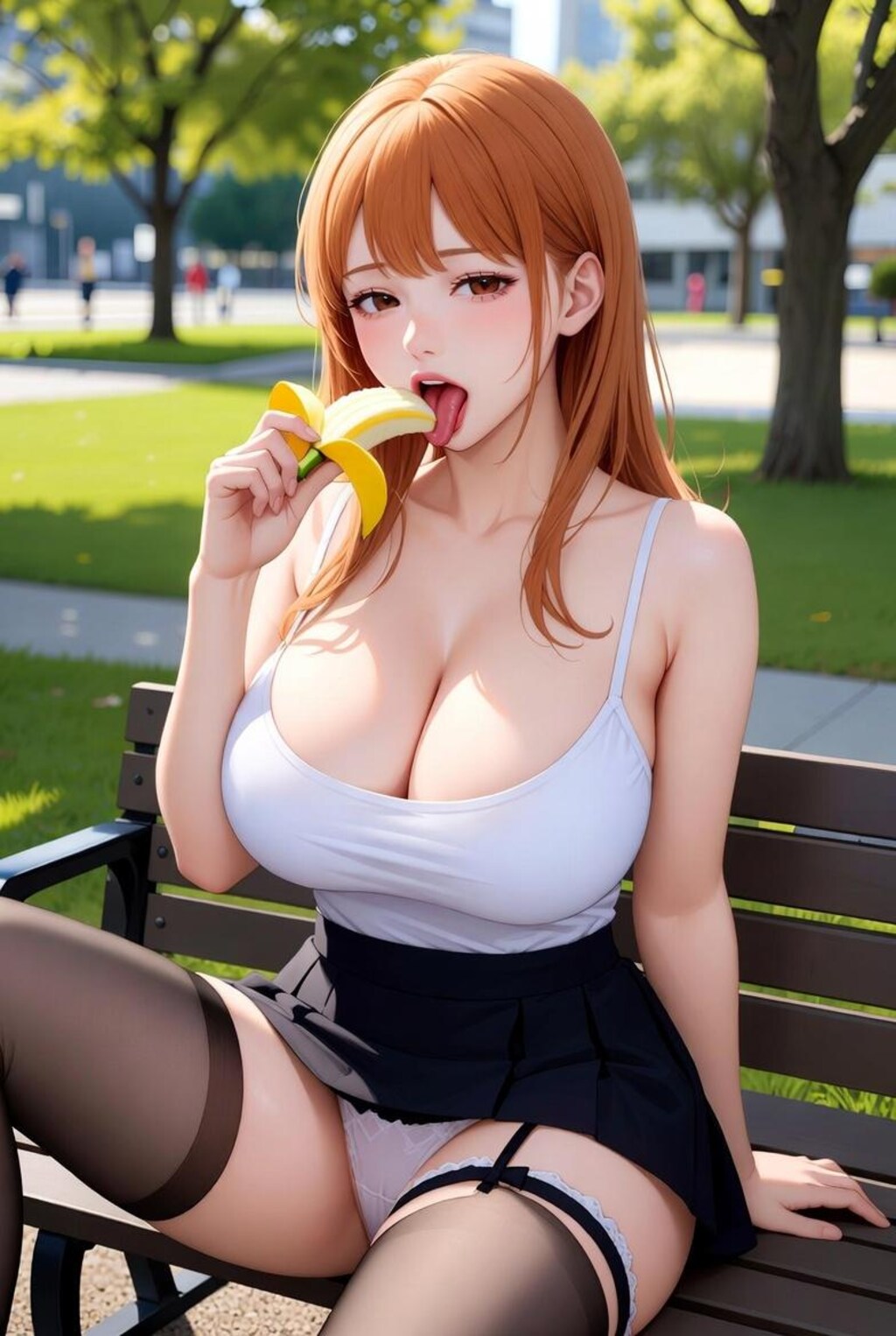 バナナを食べるお姉さん