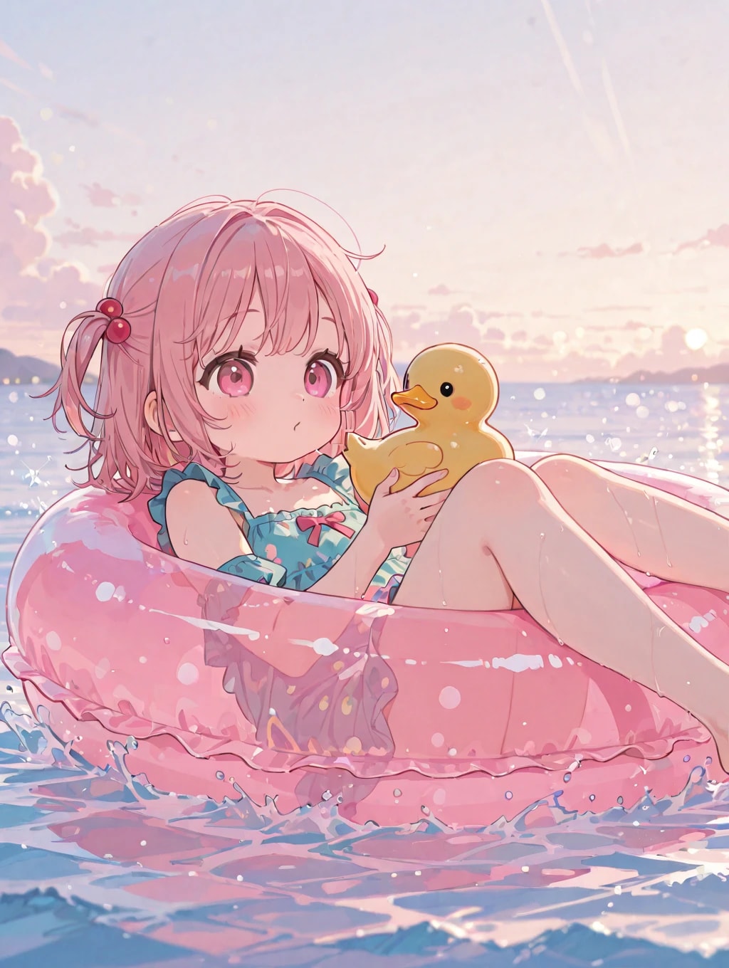 浮き輪型ボートでしゅっぱつ！ | の人気AIイラスト・グラビア