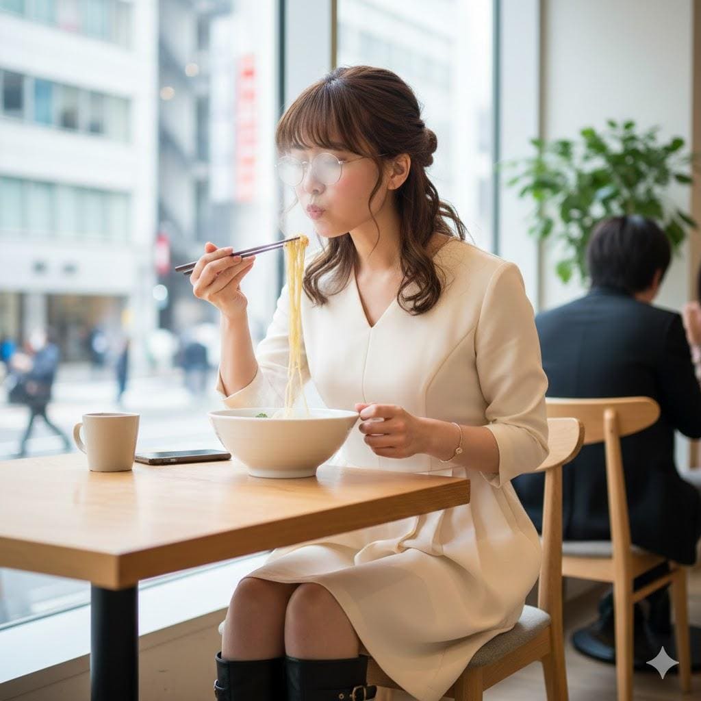 あつあつふーふー女子002《眼鏡湯気曇り》