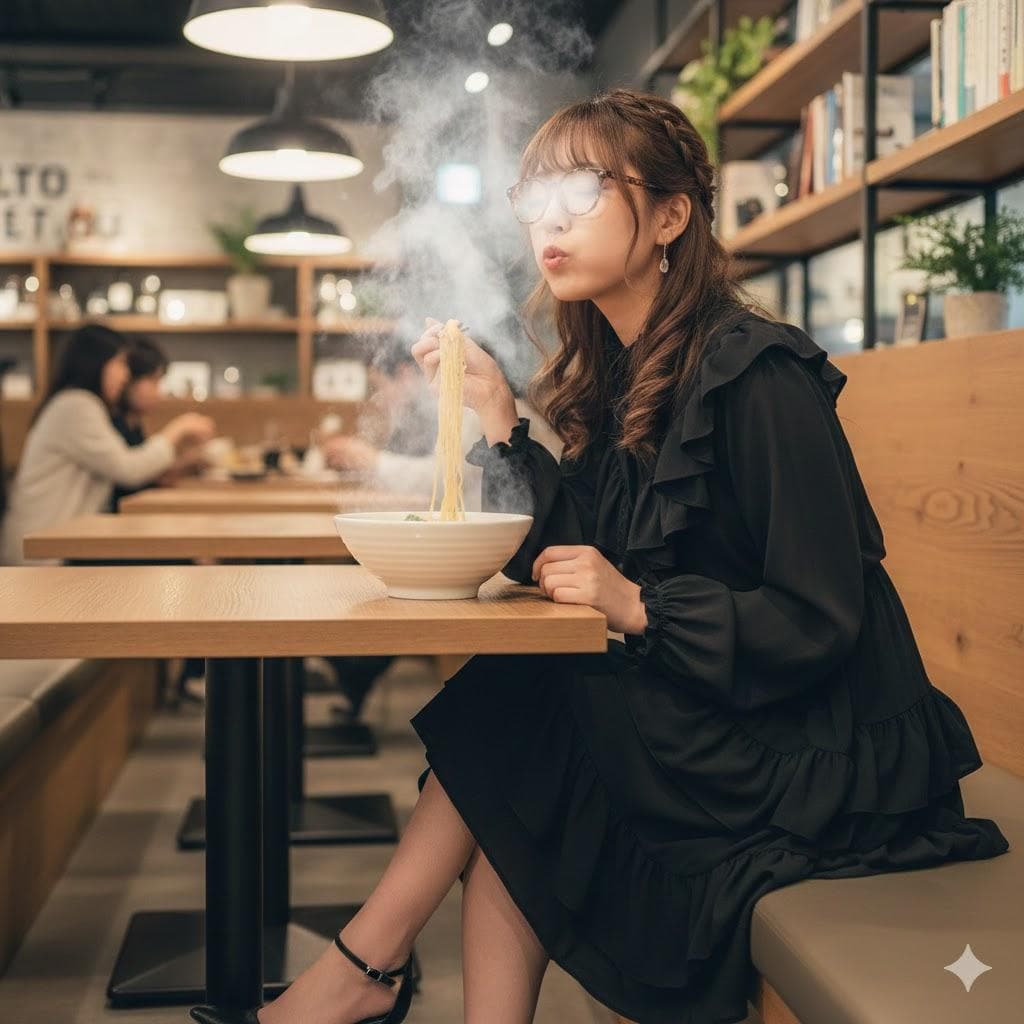 あつあつふーふー女子002《眼鏡湯気曇り》