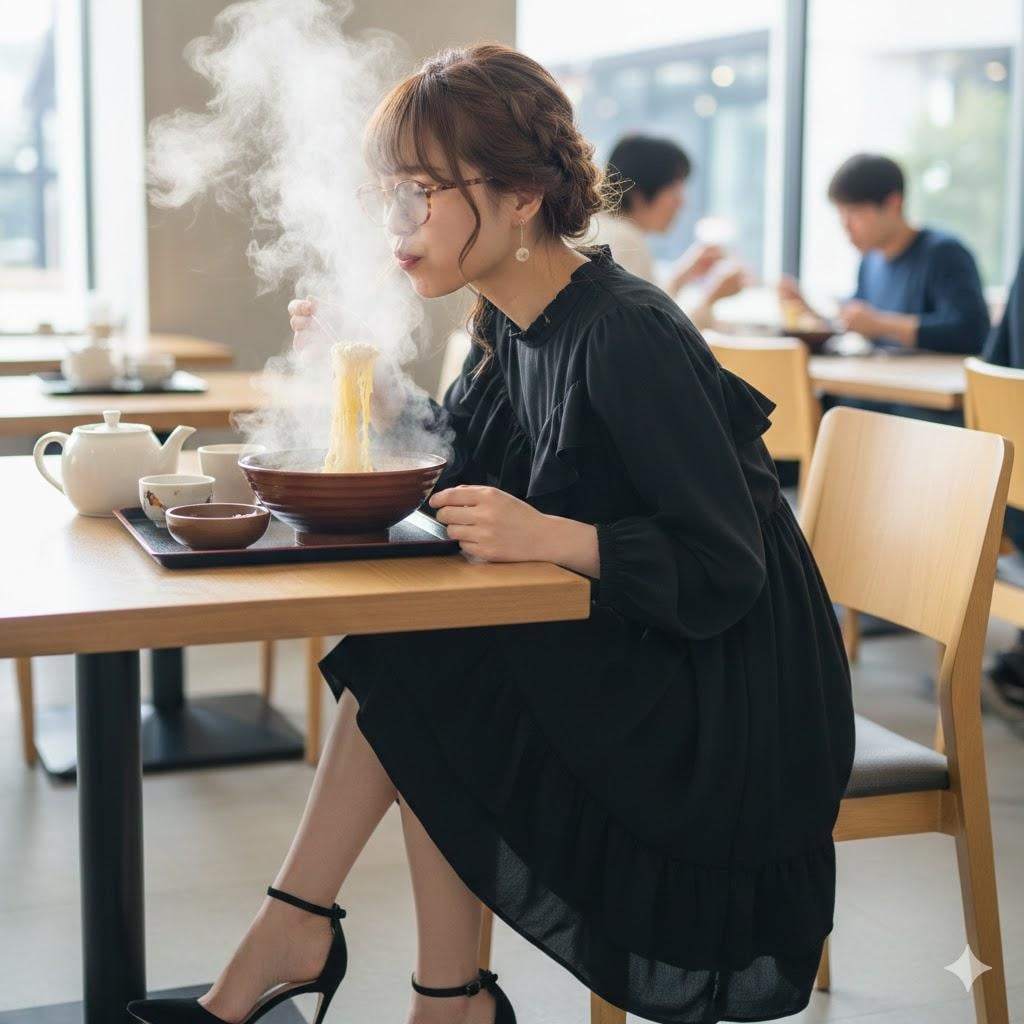 あつあつふーふー女子002《眼鏡湯気曇り》