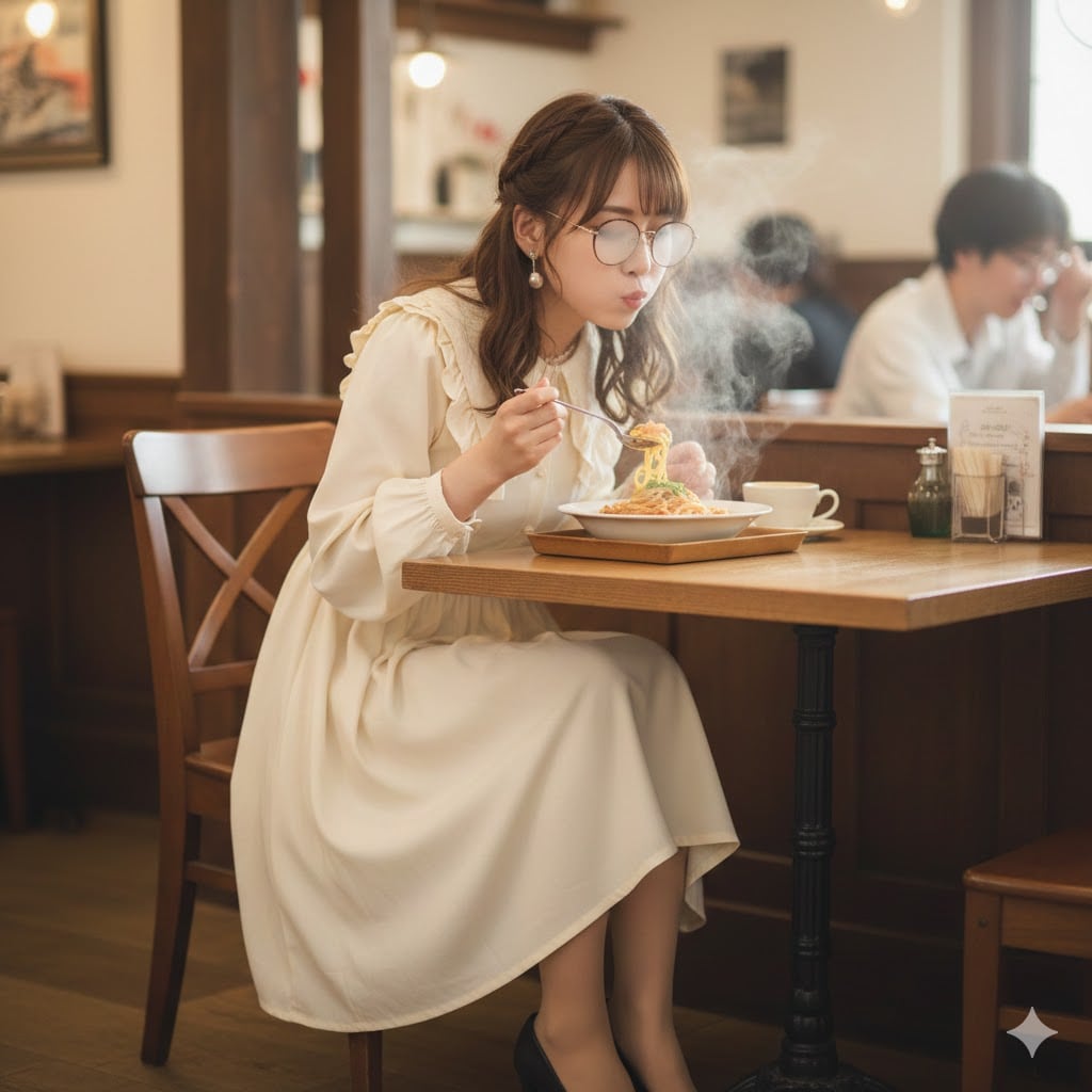 あつあつふーふー女子002《眼鏡湯気曇り》 | の人気AIイラスト・グラビア