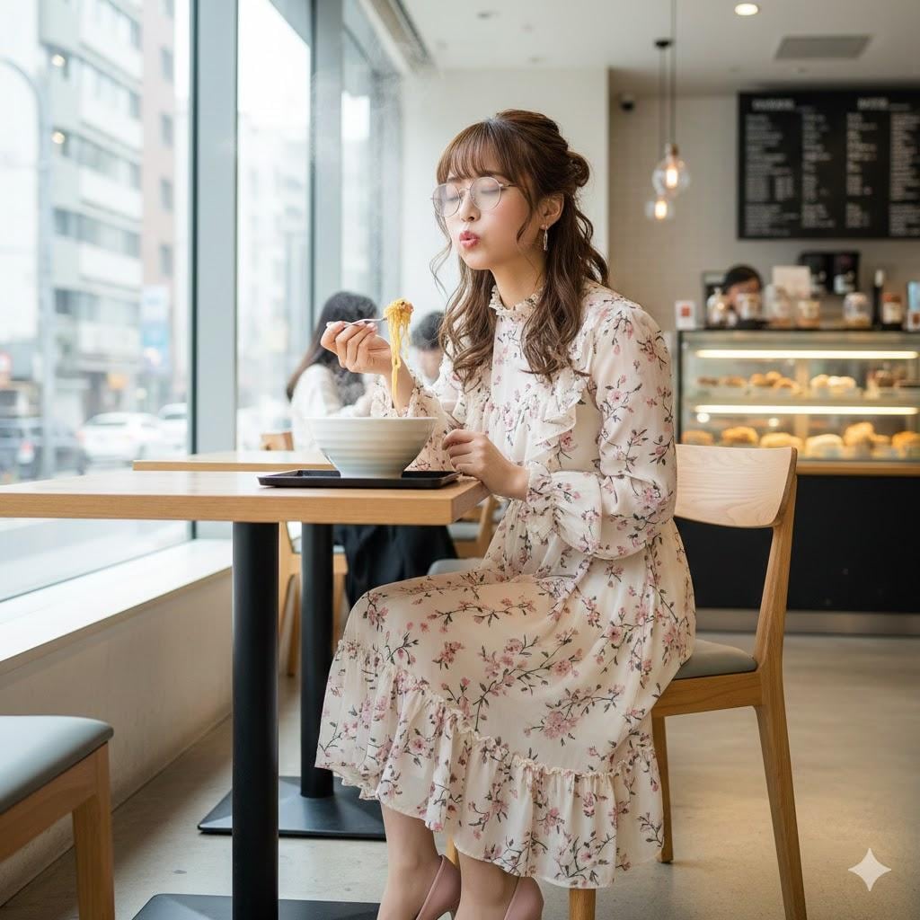 あつあつふーふー女子002《眼鏡湯気曇り》