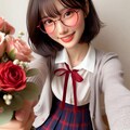 眼鏡女子 楓の花束 2枚目