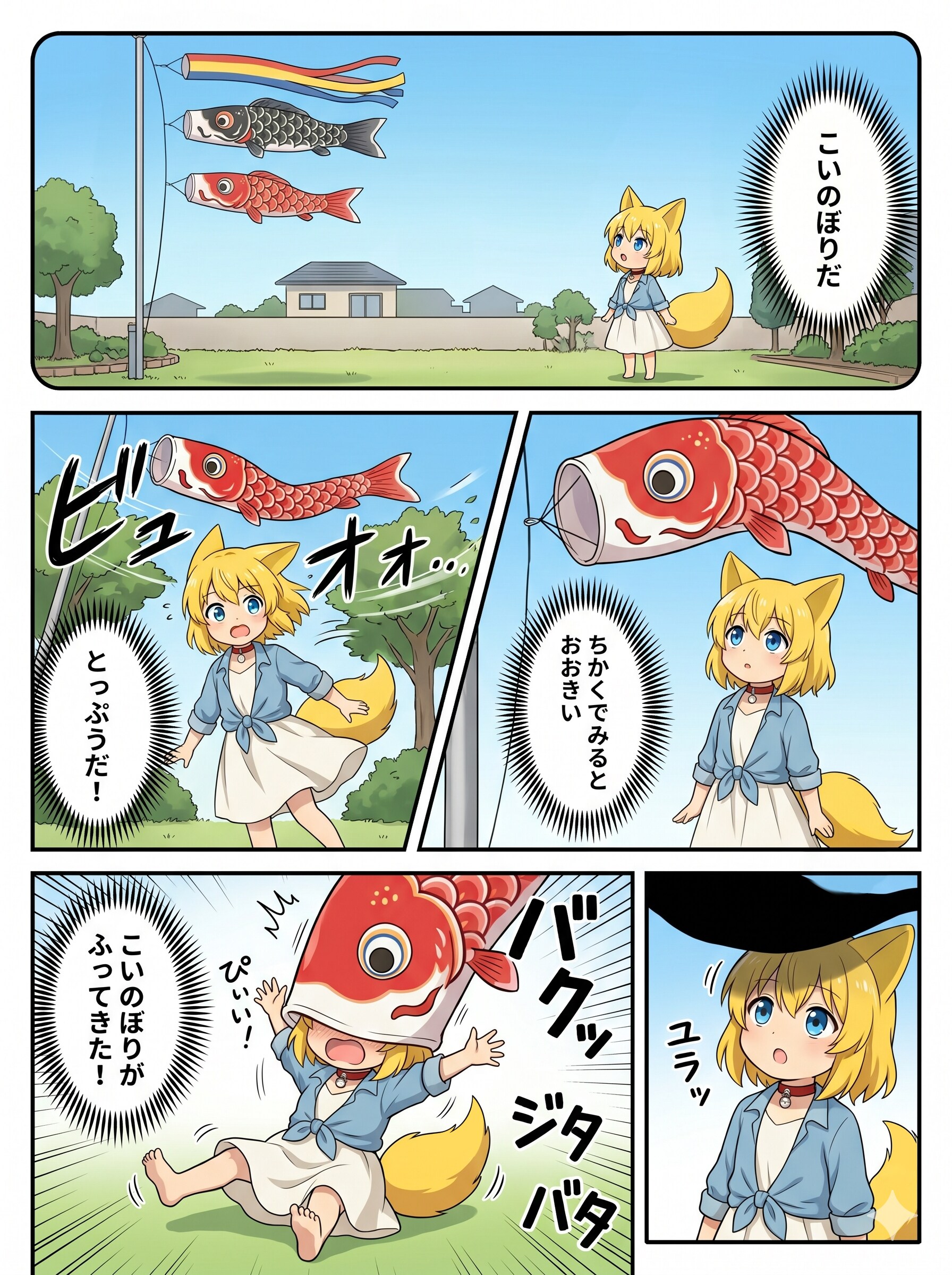 こいのぼりに丸のみされるキツネ | の人気AIイラスト・グラビア