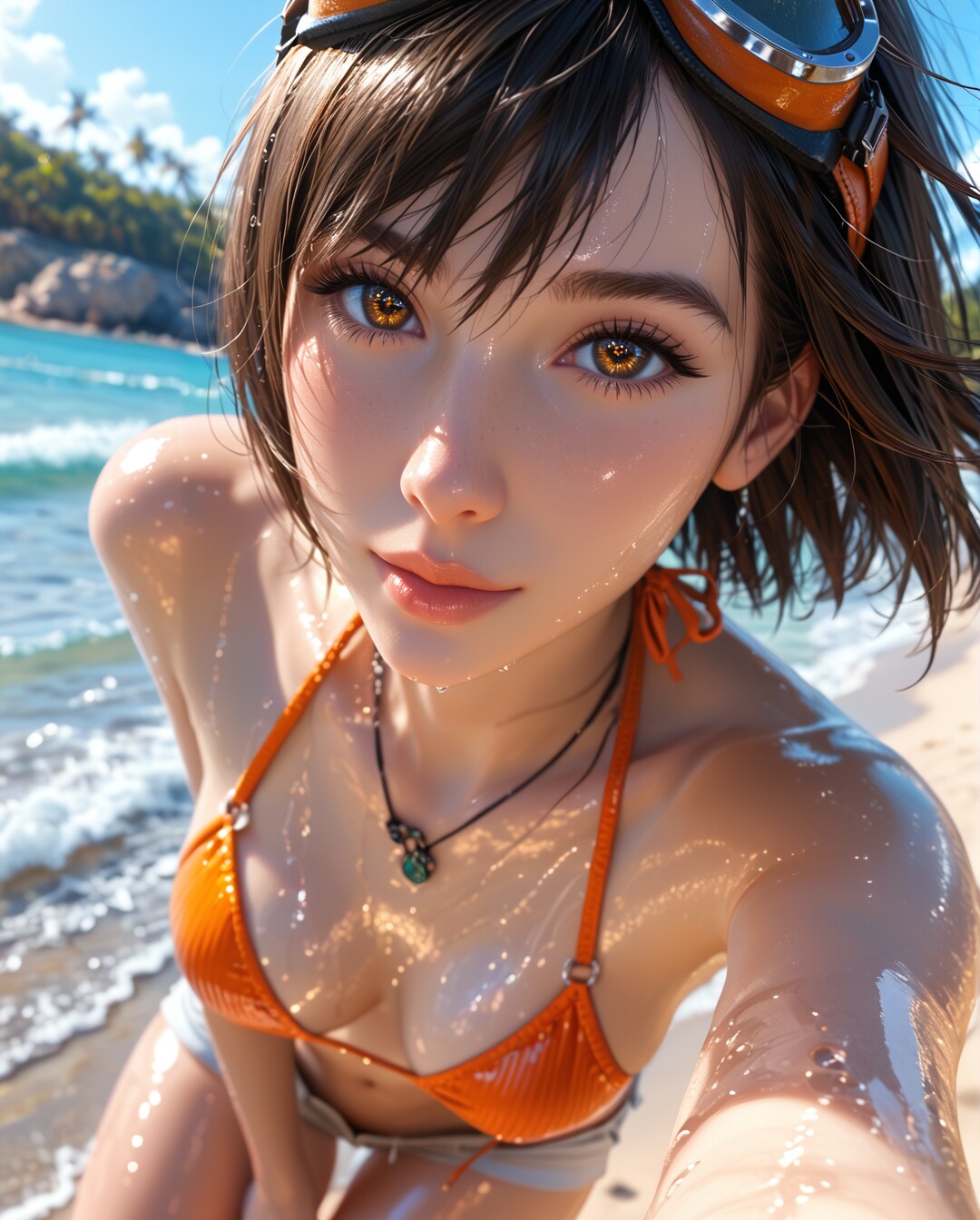 55-R. Date with Yuffie Kisaragi, Tangerine bikini.