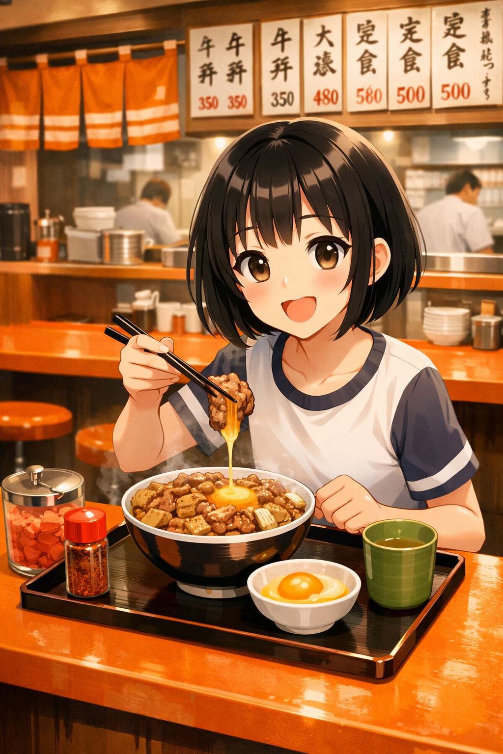 牛丼を食べている女の子 | の人気AIイラスト・グラビア