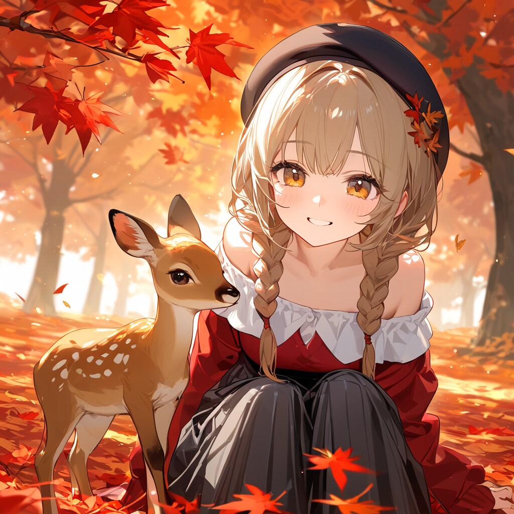 オフショルダーな娘と小鹿ちゃん | の人気AIイラスト・グラビア