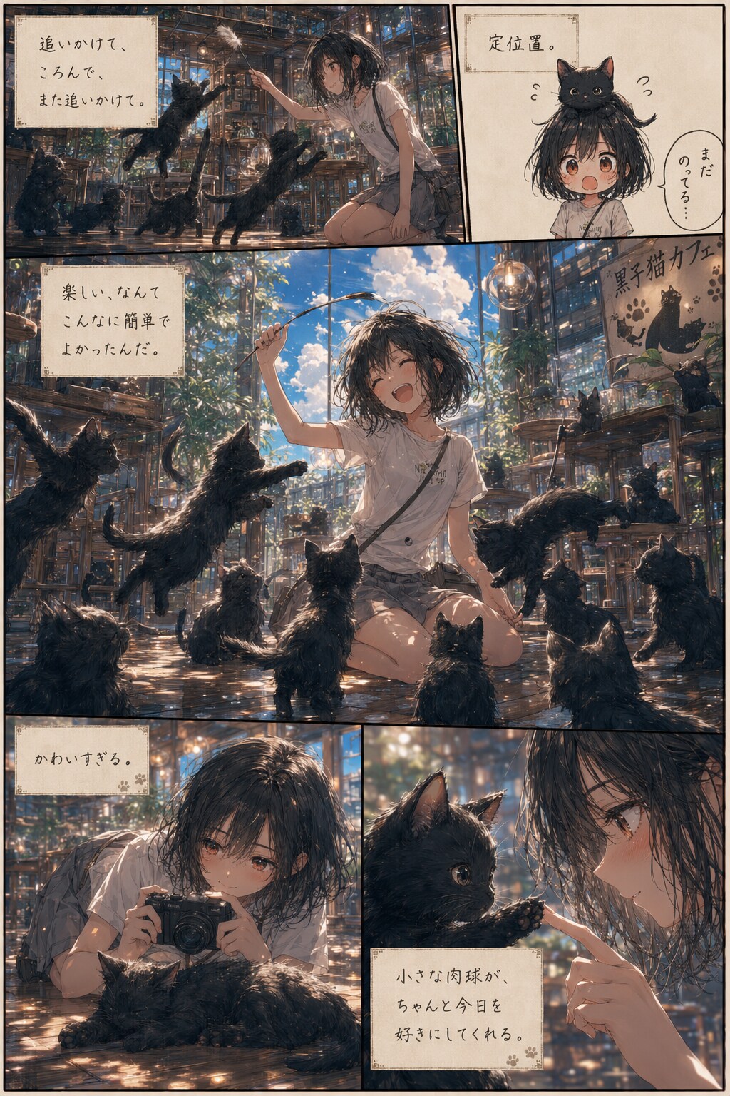 【漫画】黒子猫カフェ