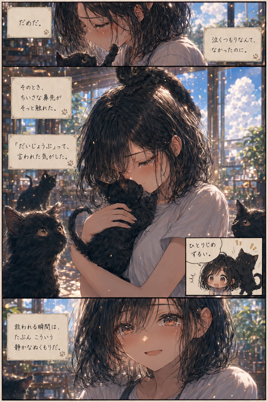 【漫画】黒子猫カフェ