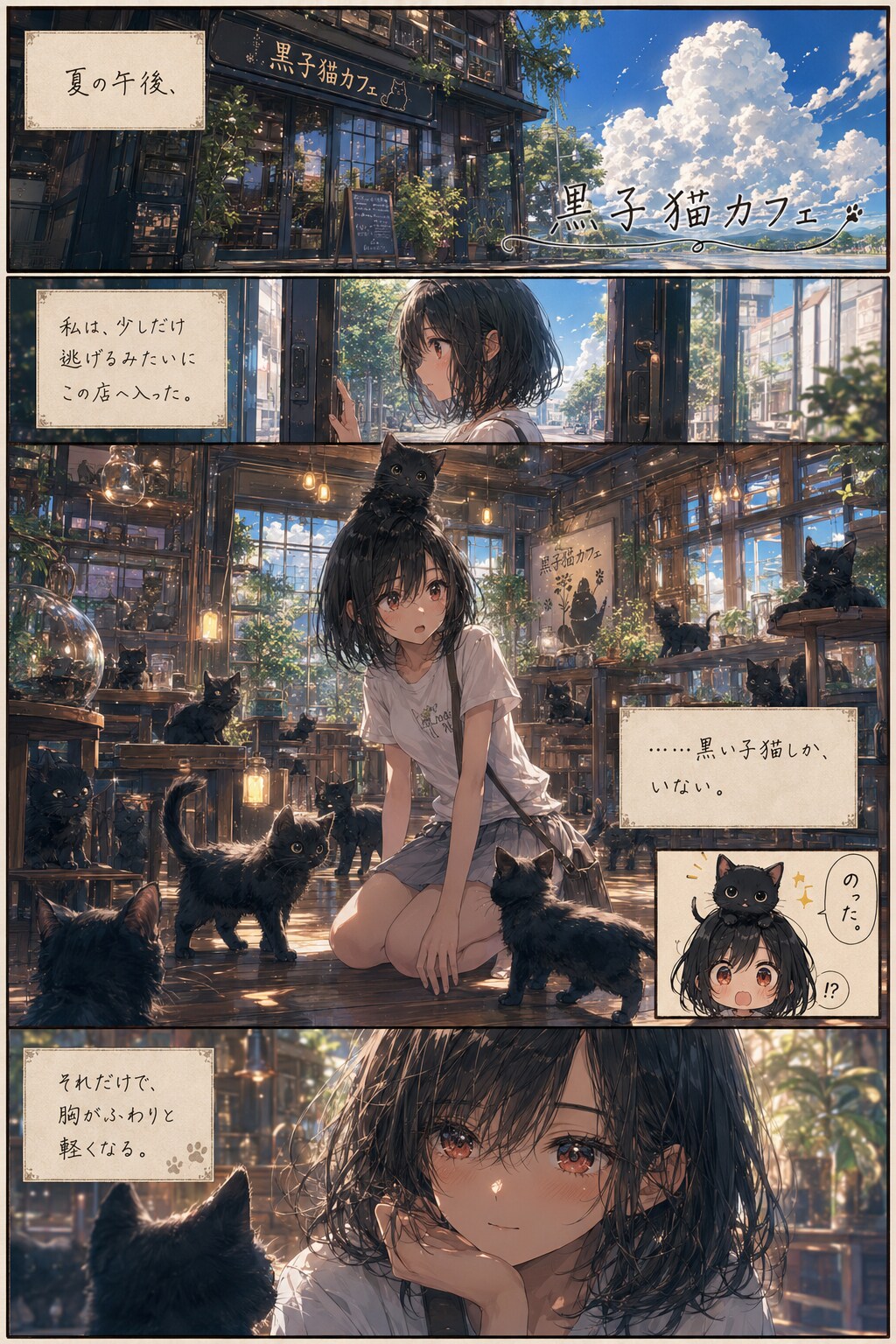 【漫画】黒子猫カフェ