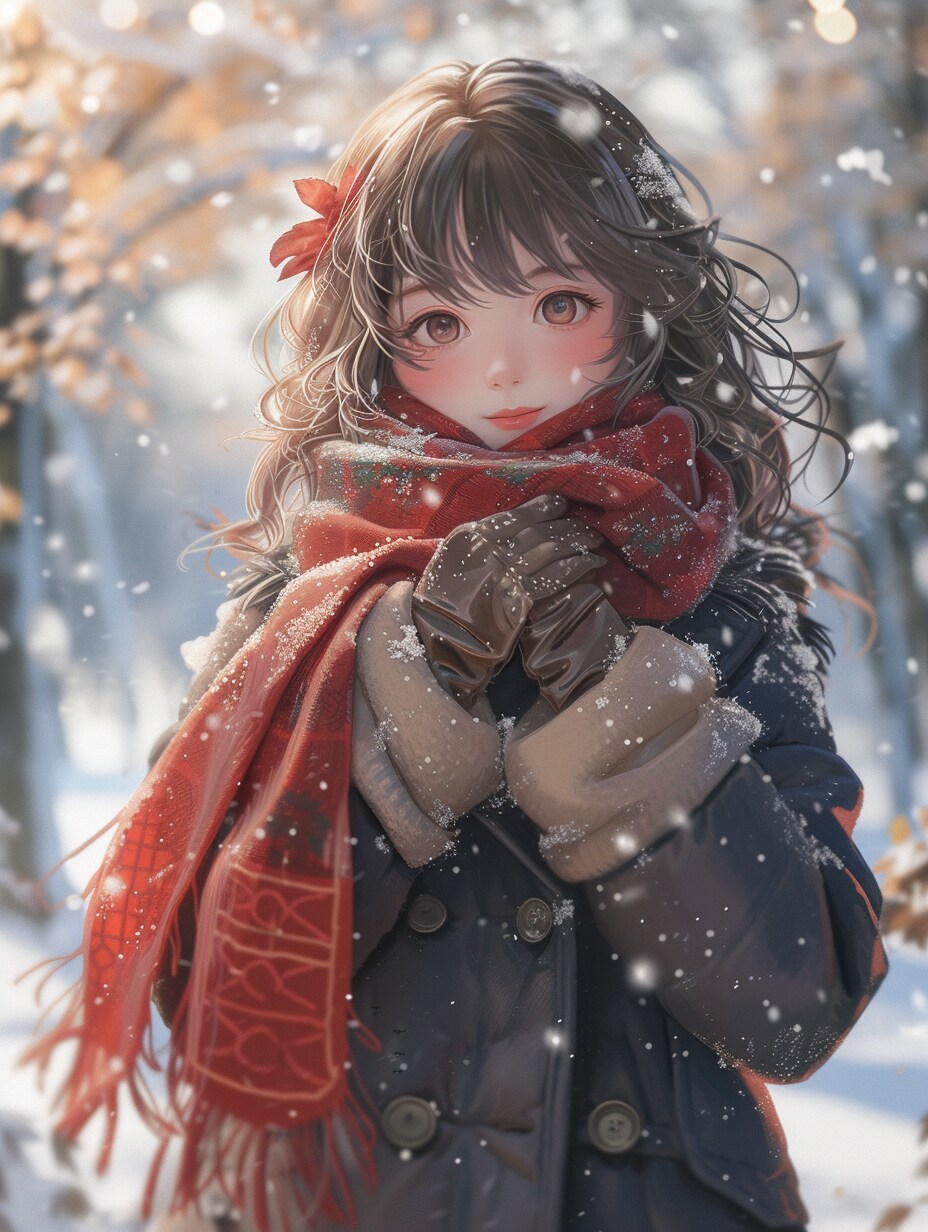 雪降る並木道