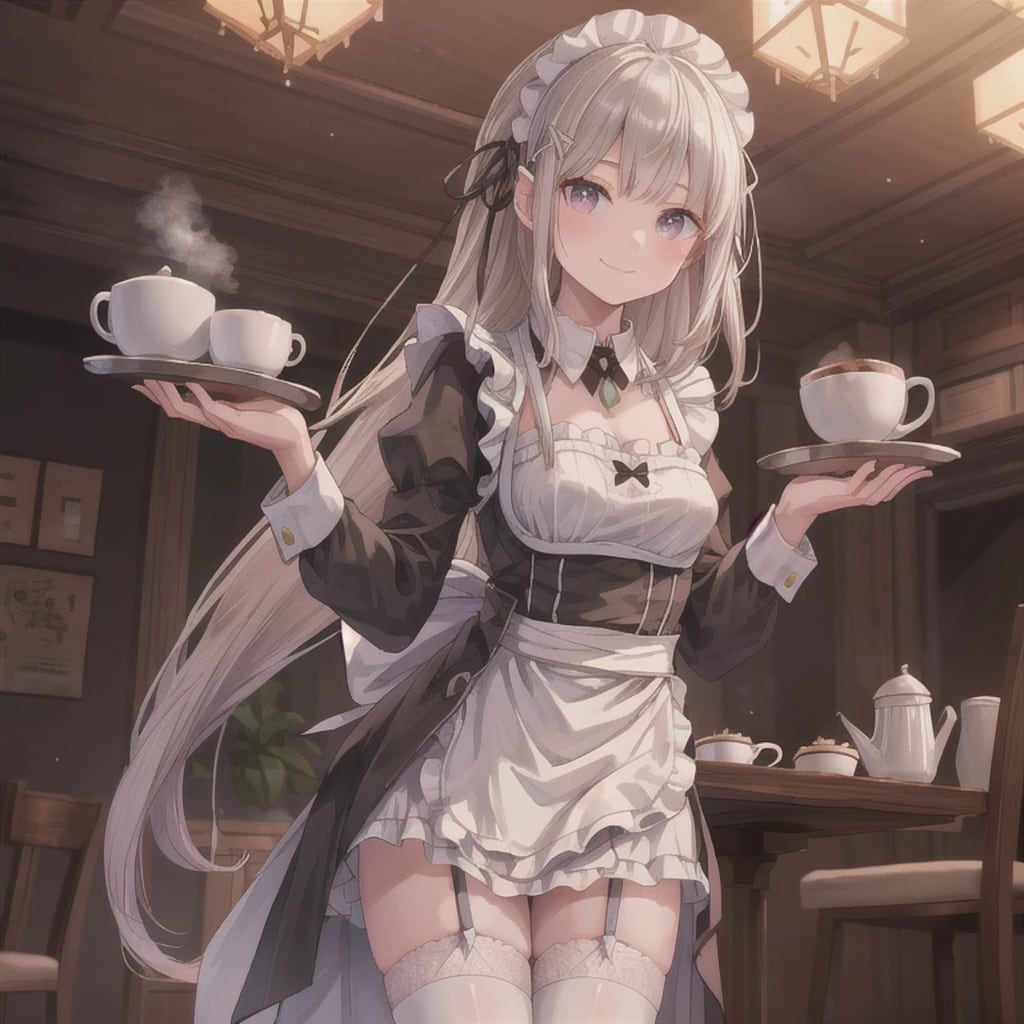 銀髪ロングでカフェの少女９