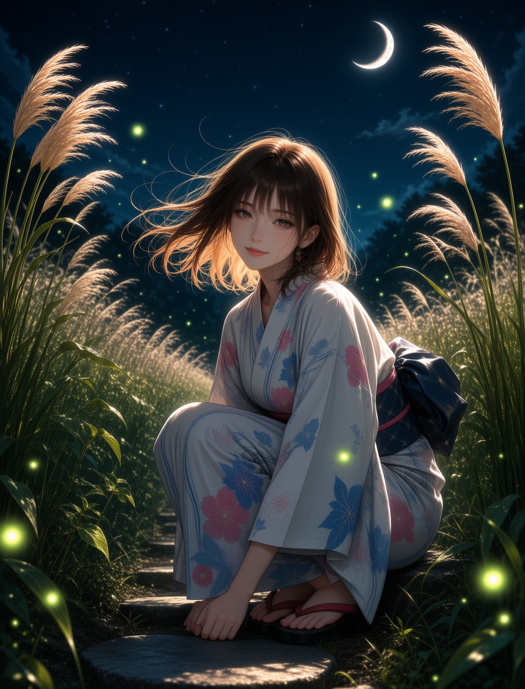 蛍と月
