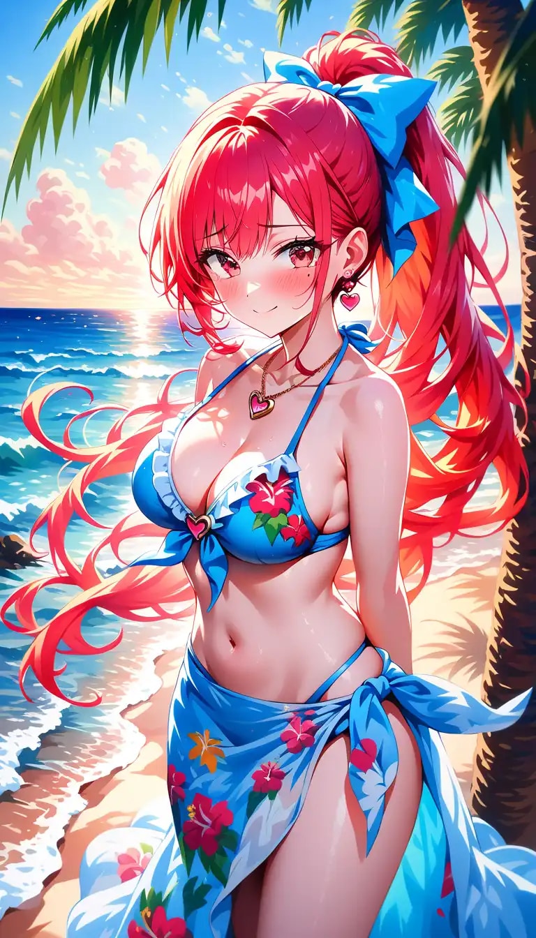 Days AIのポニテうちの子でパレオビキニで南国リゾート👙🏖️❤️