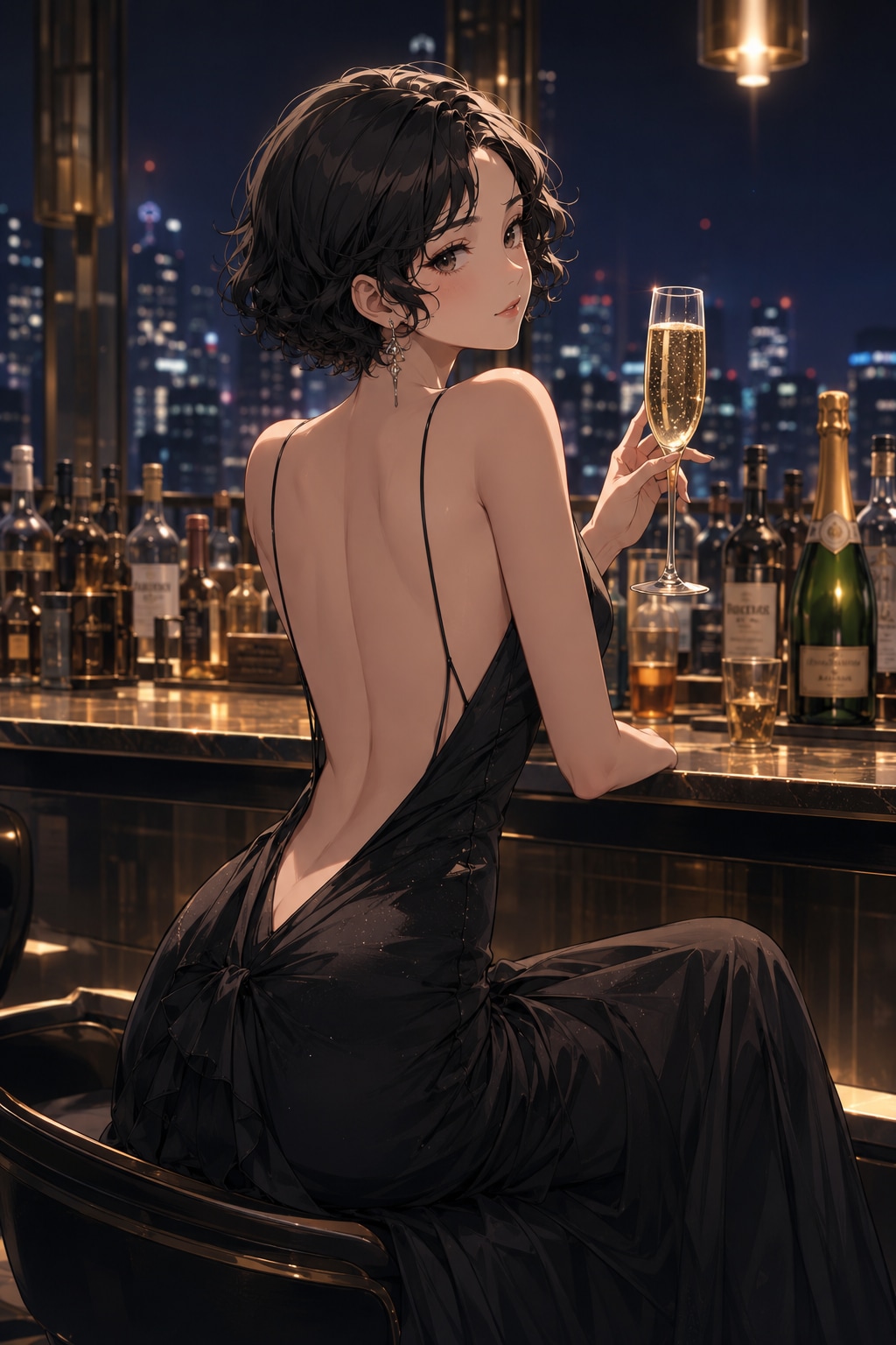 美女とバーカウンター