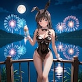 バニー衣装の森島さんと花火 3枚目