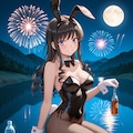 バニー衣装の森島さんと花火 4枚目