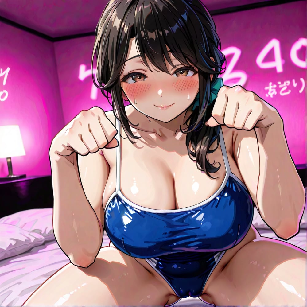 人妻にゃんにゃんスク水
