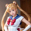彼女にセーラー戦士のコスプレ（月の子） 2枚目