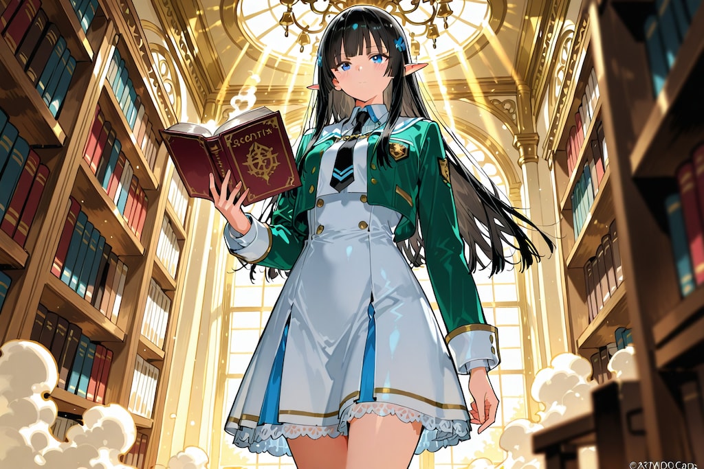 魔法図書館とエルフの女の子