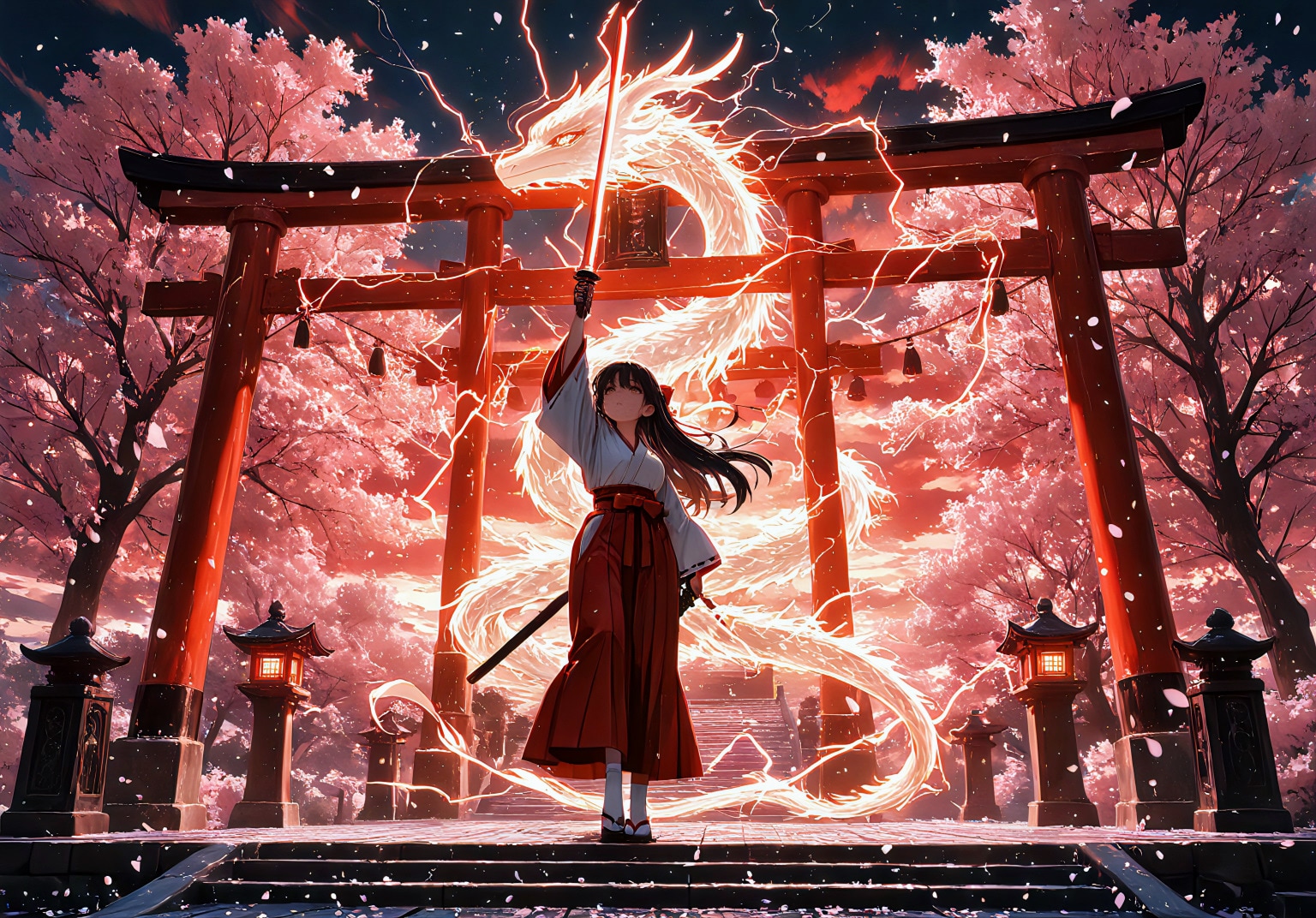 龍を従えし巫女 | の人気AIイラスト・グラビア