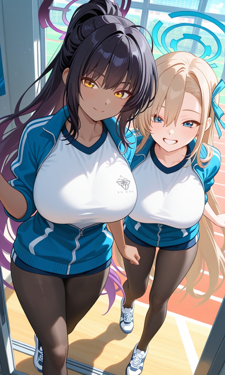 アスナとカリン　タイツとジャージ1 | の人気AIイラスト・グラビア