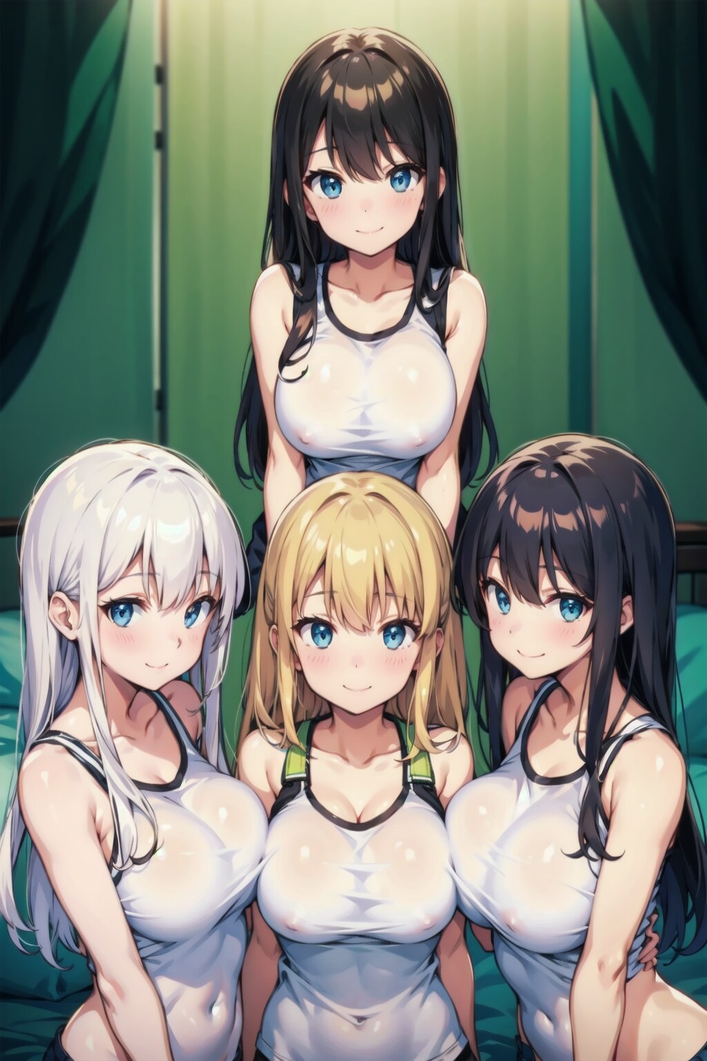 四つ子(髪色違い)