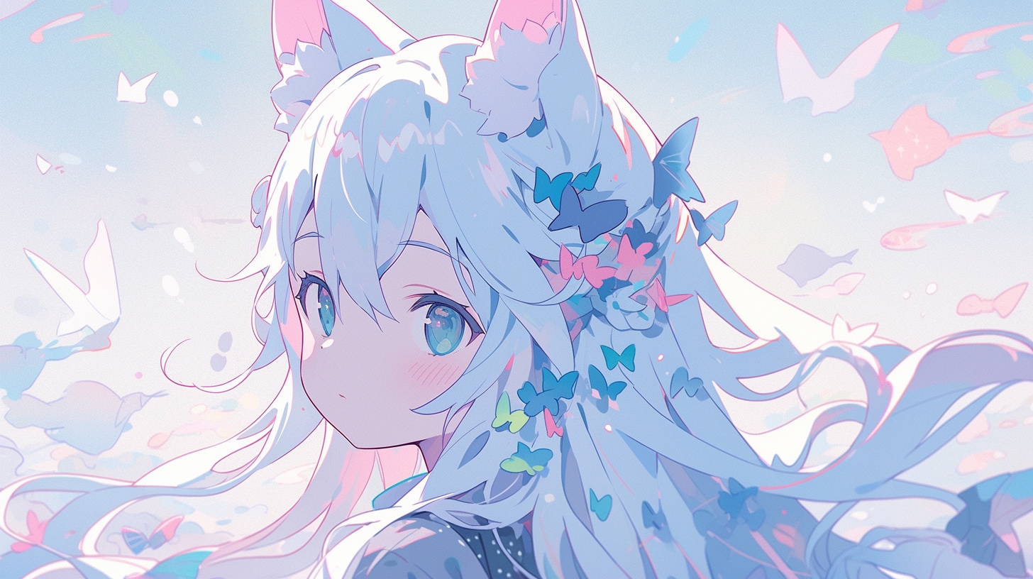 蝶が舞う夢の国の猫耳少女