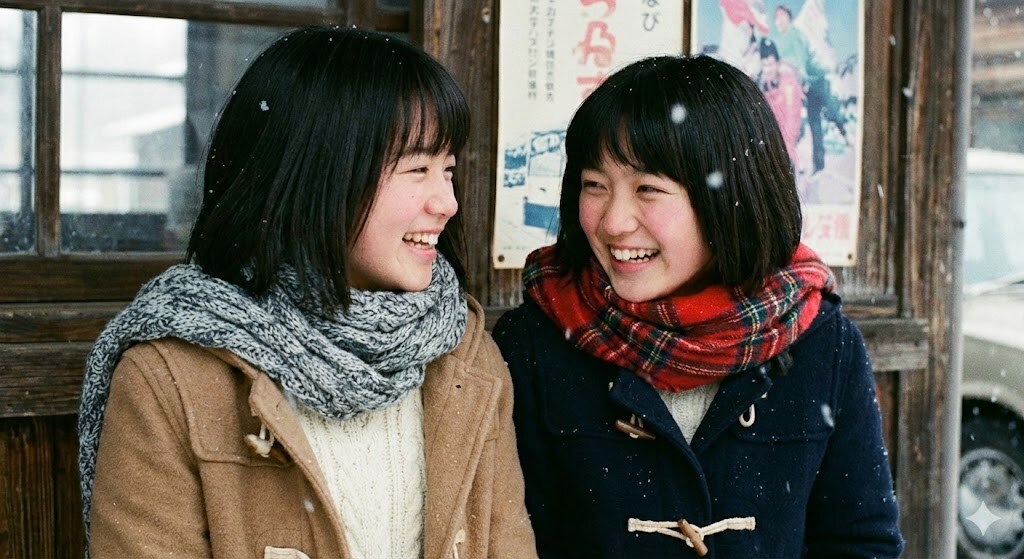 バスを待つ二人