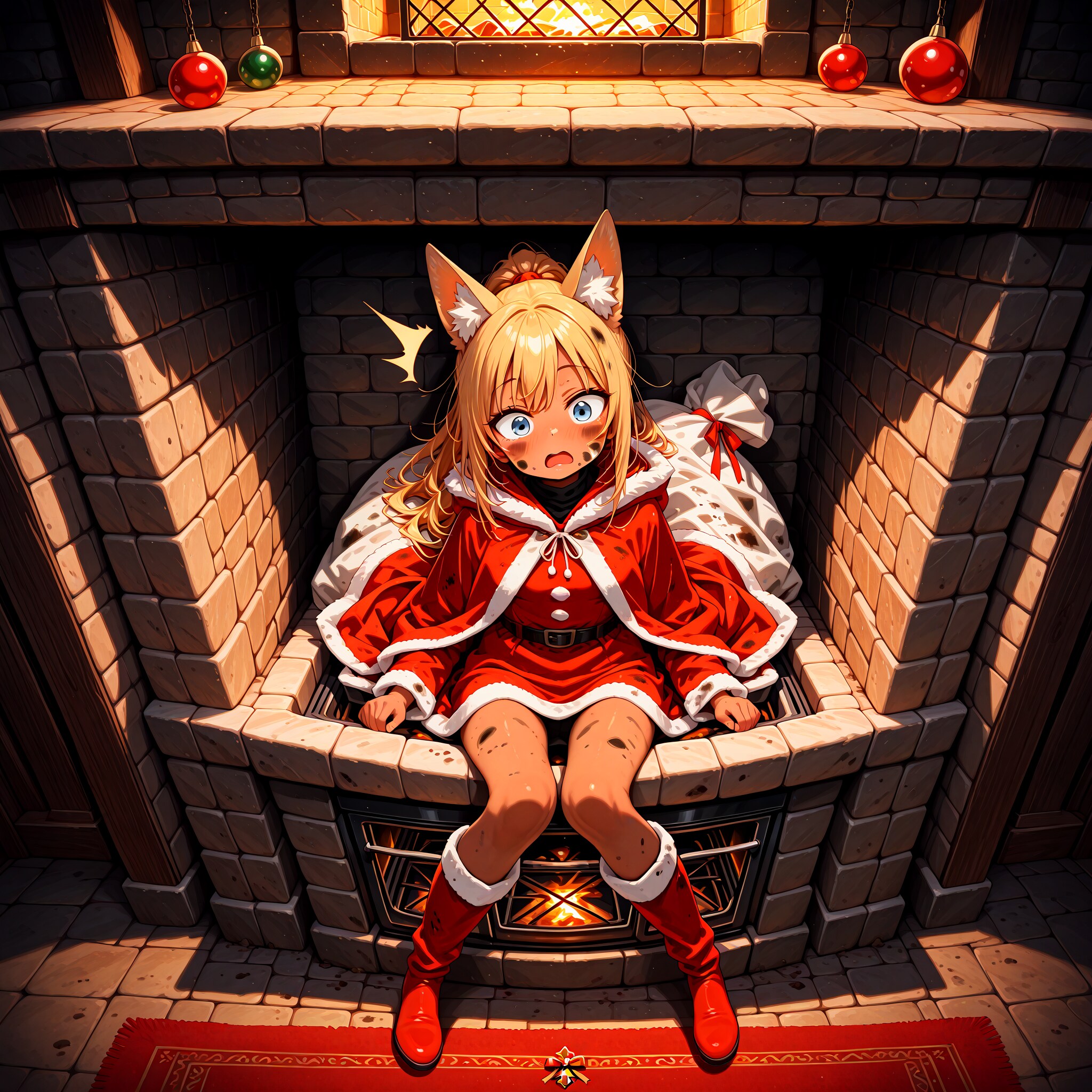 煙突から落ちたサンタクロース狐娘 | の人気AIイラスト・グラビア