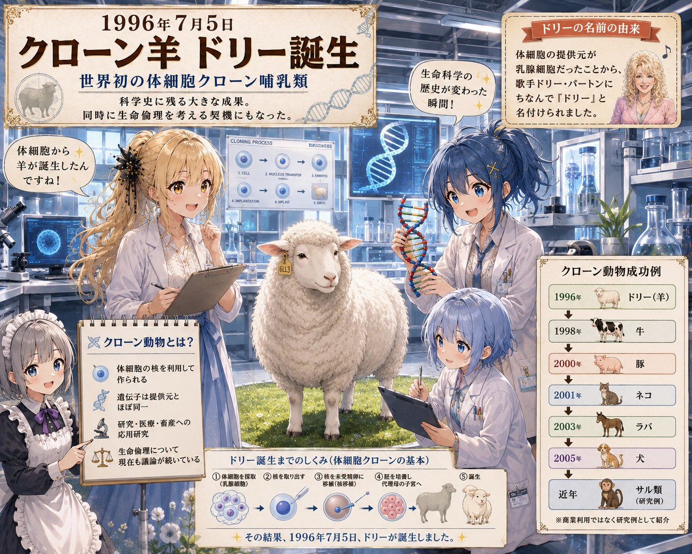 7月5日はクローン羊ドリーの誕生日