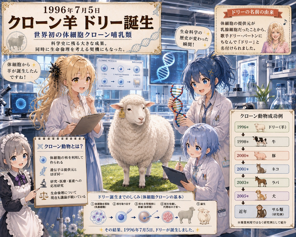 7月5日はクローン羊ドリーの誕生日