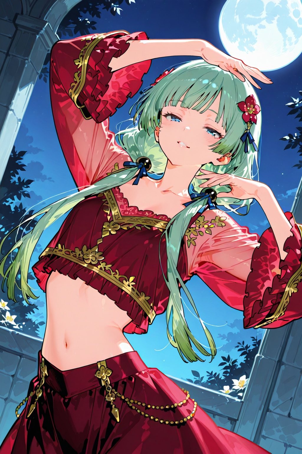 城壁で踊るマオマオ