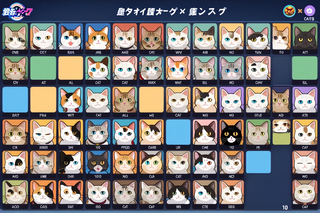 猫がキャラクターの格闘ゲームのキャラクターセレクト画面チャレンジ　８回目