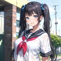 夏用制服のツインテちゃん 2枚目
